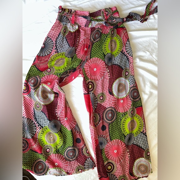 Bold Ankara Flare Pants – Boho Festival Vibe wide leg size Medium Vintage - Picture 1 of 5